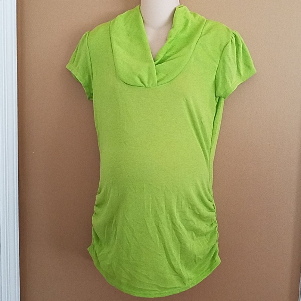 NWT Maternity Top Lime Green Shawl Collar Medium